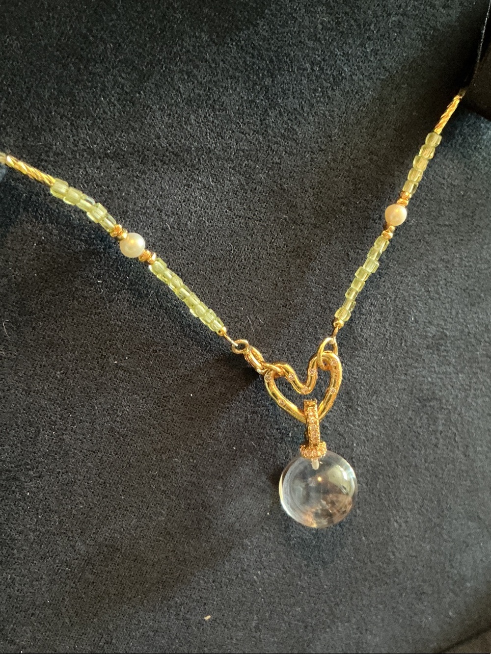 Clear Quartz with Pale Green Beaded Chain